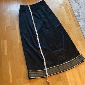 Black silk gold border lehenga